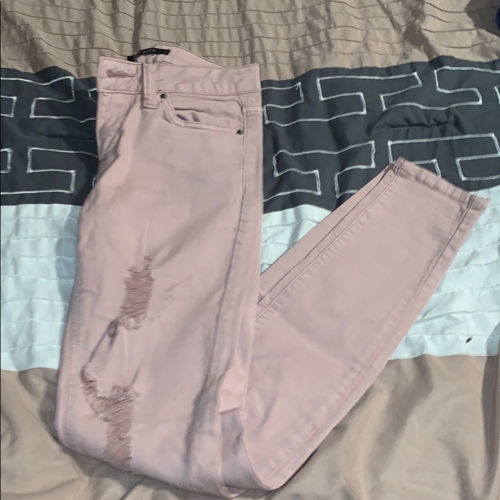 Nude ripped jeans
